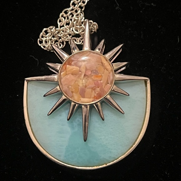 Larimar & Sand Sun Splash 925 Necklace - NIB - Picture 5 of 10
